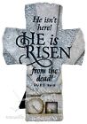 Wall/Desktop Cross Gray Cast Stone Verse: Luke 24:6 He is Risen Easter Gift