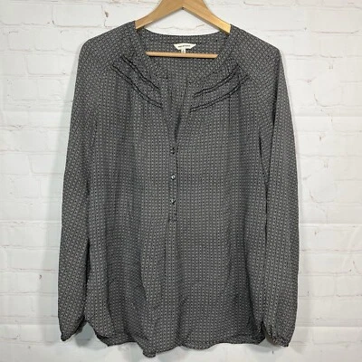 Blusa Max Studio Mujer Grande Estampado Geométrico Manga Larga Abotonada Plisada Foto 1 de 4