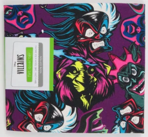 Purple DISNEY VILLIANS Cotton Fat Quarter Fabric Cruella Ursula Scar Jafar Malef - Picture 1 of 6