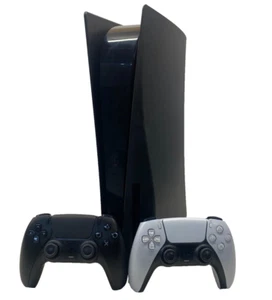 SONY PLAYSTATION 5 DISC EDITION 825GB CONSOLE BLACK WITH 2X CONTROLLERS - Picture 1 of 2