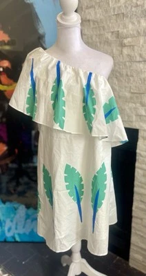 Vestido Anthropologie Corey Lynn Calter Un Hombro Cambio Plams Talla Pequeña Blanco Foto 1 de 4