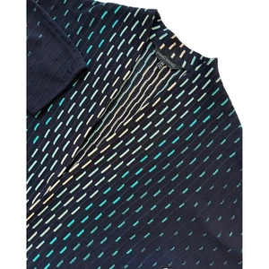 Ming Wang Kimono XS schwarz türkis geometrisches Muster vorne offen Cardigan Pullover Oberteil neu ohne Etikett - Bild 1 von 9