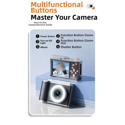 Digital Camera 50MP with 4K Video 2 4 Inch Screen and Autofocus for New Users - Image 1 of 3