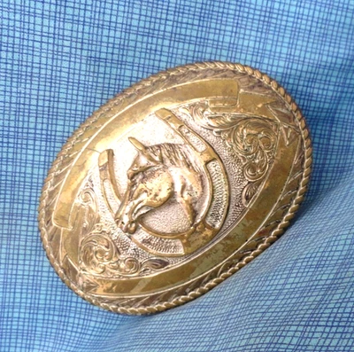 Vaqueros Trabajando Western Cabeza de Caballo Herradura Cinturón Hebilla De Colección Años 80 Crumrine.GMP645 Foto 1 de 4