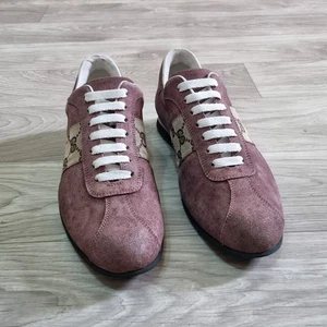 Gucci GG Supreme Monogram Sneakers Dark Pink Rose Canvas Women’s Shoes Sz 8 us - Picture 1 of 16