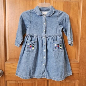 Save the Children Collection Denim Dress Youth Girls 6 Embroidered Vintage Blue - Picture 1 of 6