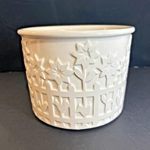 HAEGER # 5062 Keramik Blumentopf weiß Lattenzaun Gänseblümchen Design Made in USA - Bild 1 von 11