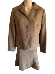 Ann Taylor Petite Rock & Jacke Anzug Tweed goldbraun Fleck schick Must SEE 10P - Bild 1 von 12