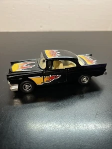 1956 CHEVROLET  BLACK WITH FLAMES  1:34 SUNNYSIDE OPENING DOORS Pull Back W27 - Picture 1 of 6