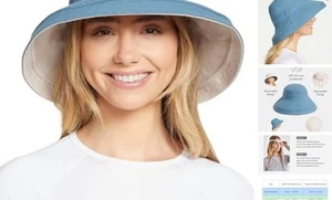 Holiday Sun Hat Upf50+ Uv Protection, Sun Protective Hat Small-Medium Blue/Beige - Picture 1 of 7