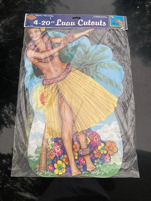 Juego de 4 piezas vintage Beistle Hula - Tiki - decoraciones troqueladas hawaianas - 1979 sellado Foto 1 de 4