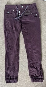 Working Class Hero Mens Burgundy Fashion Cargo Trousers Cuffed Pants Size 36 L - Picture 1 of 6