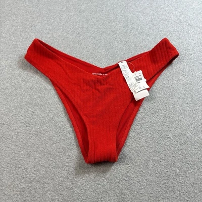 Parte inferior de bikini Abercrombie & Fitch para mujer L rojo rizo pierna alta descarado traje de baño Foto 1 de 4