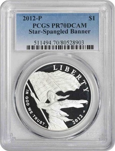 2012-P Star-Spangled Banner Silver Commemorative Dollar PR70DCAM PCGS Proof 70 - Picture 1 of 2
