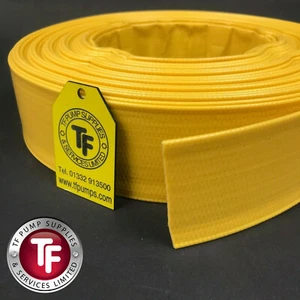 Hose PVC Lay Flat Discharge In Yellow - 100 Metre Lengths - Picture 1 of 3