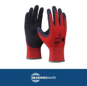10 x UCI AceGrip-Lite Work Grip Gloves Hand Protection Latex Palm - Red / Black - Picture 1 of 7
