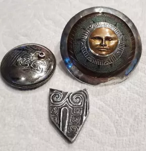 Tabra Sonnengesicht Gürtelschnalle & Spitze Drache Concho Silber Bronze Messing Modernist - Bild 1 von 14