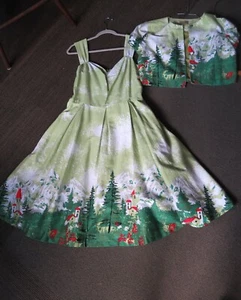 Lindy Bop Dress/Jacket Womens Size 12 Rockabilly 50s Renee Green Alpine Mountain - Picture 1 of 10