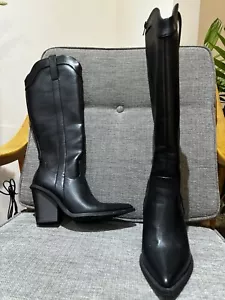 Rita Ora Primark Faux Leather Knee High Black Boots Size 4 worn once - Picture 1 of 3