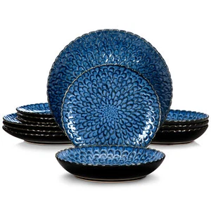 vancasso CHRYS Blau Tafelservice 12tlg Steingut Geschirr Kombiservice 4 Personen - Bild 1 von 8