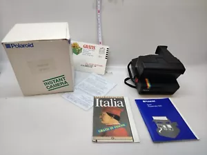 Vintage POLAROID One Step Instanr 600 Film Land Camera W/GE Flash Bar Con Box - Foto 1 di 18