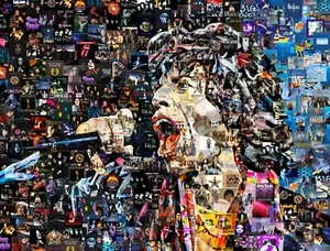 Art Collage Poster Mick Jagger Print Made Of Classic Rock Music Albums 1960-80s - Imagen 1 de 12