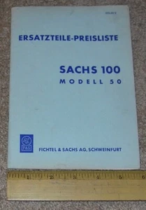 SACHS 100 Model 50 Motorcycle Spare Parts Price List Manual German Text 322.65/2 - Picture 1 of 1