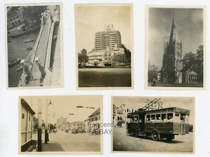 Lote de 5 fotos nítidas vintage de tranvía puente callejero Singapur Segunda Guerra Mundial 1945 - Imagen 1 de 6