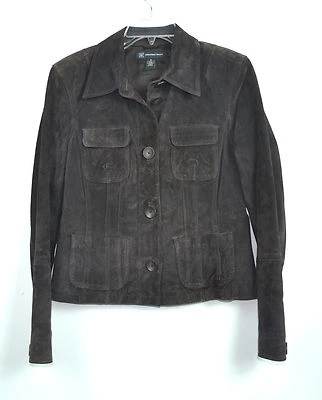 INC INTERNATIONAL CONCEPTS Brown 100% Genuine Suede Jacket  Size M  - Image 1 of 4
