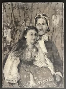 Victorian Era Oil on Canvas - Portrait of “Two Invalids” - Early Americana - Picture 1 of 10