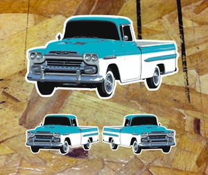Chevy Apache 1958 Sticker Pickup Truck Whitewall Window Decal Vintage Sticker 3 - Picture 1 of 1