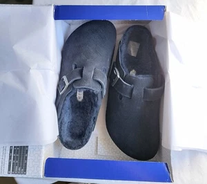 Birkenstock Boston Shearling Color Midnight Suede Regular Wide - Picture 1 of 13
