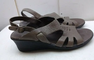 KEEN Brown Leather Slingback Wedge Sandal Ankle Strap Peep Toe Women Shoe 11M 42 - Picture 1 of 6