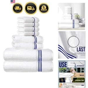 Towel Set 8 Piece Cotton Absorbent Bath Hand Washcloths for Bathroom Spa Gym - Picture 1 of 7