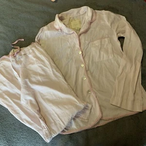Victorias Secret Organic PJ Set Size Medium Pink White - Picture 1 of 4