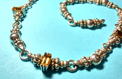 Raro LAGOS Caviar prata esterlina ouro 18k citrino link 16 polegadas - Imagem 1 de 4