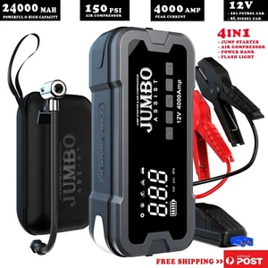 Jump Starter Air Compressor built-in 12V Powerful 4000A Powerbank JUMBO ASSIST - Picture 1 of 20