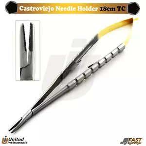 Dentale Castroviejo Porta Aghi 18cm TC Microchirurgia Pinza Sutura Dritta - Foto 1 di 2