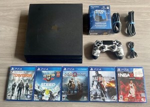 Black Sony PlayStation 4 Pro 1TB Console CUH-7215B + (5) Games ~ God of War