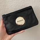 Mimco Black Pouch Echo X Leather Gold Hardware Card Wallet Slim Bag Purse