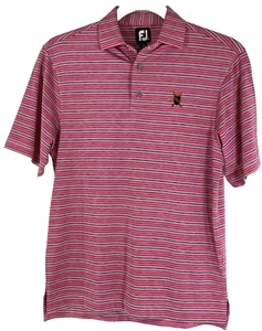 FootJoy Mens S Short Sleeve Pink Charcoal White Stripe Polo Golf Shirt - Picture 1 of 8