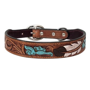 Collar de perro DC HILASON Western de cuero genuino de alta resistencia pintado a mano - Imagen 1 de 4