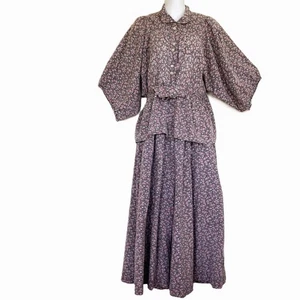 Conjunto Blusa y Maxi Falda Campesina De Colección Estampado Floral Calicó Hecho en Casa Para Mujer Pequeño - Imagen 1 de 11