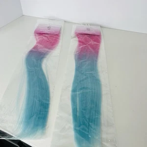 Kunsthaarspange Rosa & Türkis 2 Packungen 4 Verlängerungsstücke Neu Versiegelt - Bild 1 von 8