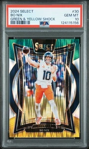 Amortiguador Select Bo Nix 2024 verde y amarillo #30 PSA 10 Concourse - Imagen 1 de 2