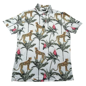 Camisa polo de golf Bad Birdie para hombre con estampado de loro guepardo tropical palmeras hawaianas - Imagen 1 de 23