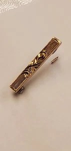 Victorian Engraved 10K Bar Lingerie Pin - Picture 1 of 8