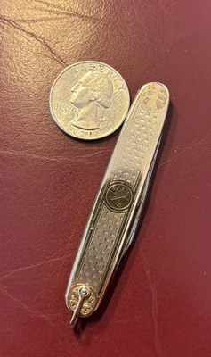 VTG Imperial M. Co. Gold Two Blade Watch Fob Pocket Knife - Image 1 of 4