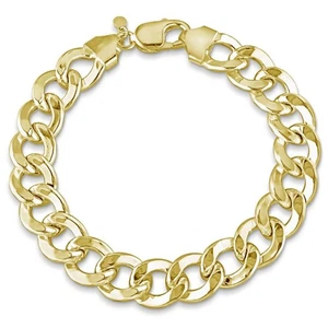 Men's Curb Link Chain Bracelet - Italian 925 sterling silver bracelets for Me... - Picture 1 of 6