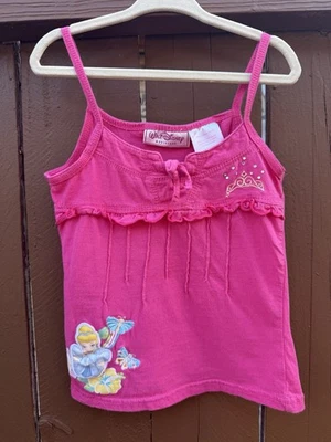 Vintage Y2K Walt Disney Princesa Cenicienta Rosa Camisola Corona Mariposa Talla 6 Foto 1 de 4